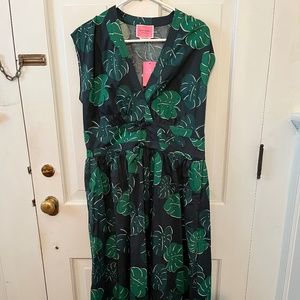 Kate Spade Monstera Leaves Poplin Bow Dress